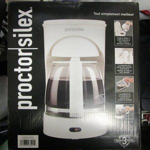 Proctor Silex Auto Pause And Serve Coffee Maker 12 Cup White 43501PS